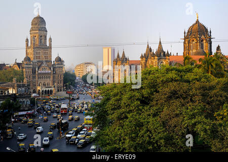 VT maintenant CST Chhatrapati Shivaji Terminus et Bombay Municipal Corporation , Mumbai , Maharashtra , Inde , Asie Banque D'Images