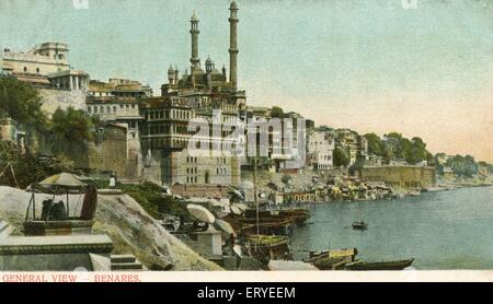 Ancienne image vintage 1900 ; Benares Ghat ; Varanasi ; Uttar Pradesh ; Inde Banque D'Images