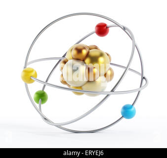 Modèle d'un atome générique isolé sur fond blanc Banque D'Images