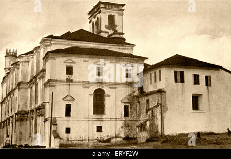 Old vintage 1900s photo église de St François d'assise , old Goa Velha goa , Inde , Banque D'Images