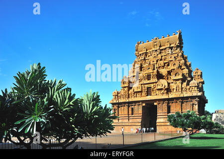 Entrée du temple brihadeshwara ; Tanjore Thanjavur ; patrimoine ; Inde Tamil Nadu Banque D'Images