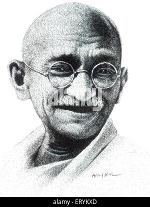 Mohandas Karamchand Gandhi Mahatma Gandhi dessin dessin dessin de peinture esquisse Banque D'Images