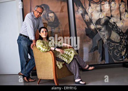 Atul Dodiya et Anju Dodiya , artistes indiens , peintres , Inde , Asie Banque D'Images