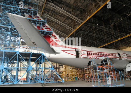 Air India réparation d'avions, Sahar aéroport hangar, Chattapati Shivaji aéroport international, Bombay, Mumbai, Maharashtra, Inde, Asie Banque D'Images