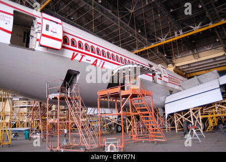 Air India réparation d'avions, Sahar aéroport hangar, Chattapati Shivaji aéroport international, Bombay, Mumbai, Maharashtra, Inde, Asie Banque D'Images