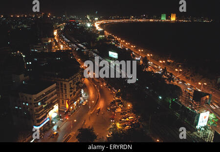 Vue aérienne , Marine Drive , Queens collier ; Mumbai , Bombay ; Maharashtra ; Inde , asie Banque D'Images