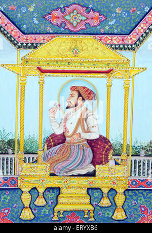 Peinture miniature de l'empereur moghol Shah Jahan Banque D'Images