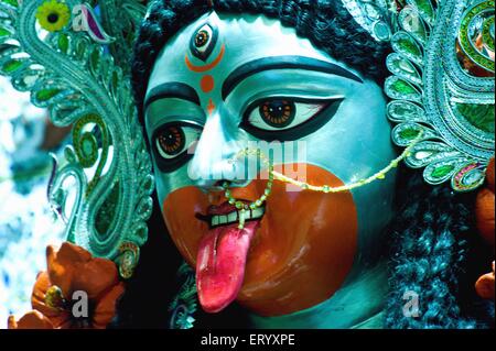 Déesse Kali idol, Kali Mata, Kali Devi, Kali Ma, mère Kali, mère Divine, Kalika, Shyama, Calcutta, Kolkata, Bengale occidental, Inde, Asie Banque D'Images