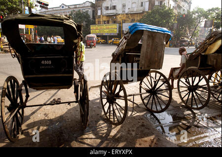 Pousse-pousse à la main , Calcutta , Kolkata, Bengale occidental, Inde, asie Banque D'Images