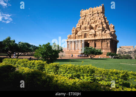 Entrée, Temple Brihadisvara, Temple Brihadishvara, Temple Rajarajesvaram, Temple Brihadeeswara, Perudaiyar Kovil, Thanjavur, Tamil Nadu, Inde Banque D'Images