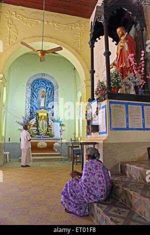 Vue intérieure de la cathédrale catholique de santa cruz ; Cochin Kochi Kerala ; Inde ; Banque D'Images