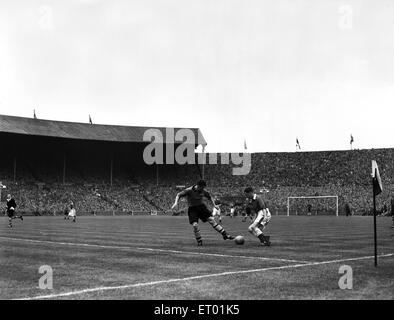 Finale de la FA Cup au stade de Wembley. Leicester City Wolverhampton Wanderers v 1 3. Au cours de l'action du match. 30 avril 1949. Banque D'Images