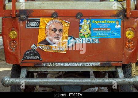 Narendra Modi Poster sur auto rickshaw pour l'élection d'Asie Inde New Delhi Banque D'Images