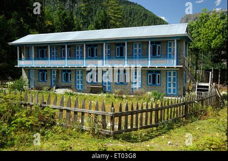 Maison de village , Thanchowk , Annapurna circuit Trek , Népal , République fédérale démocratique du Népal , Asie du Sud , Asie Banque D'Images