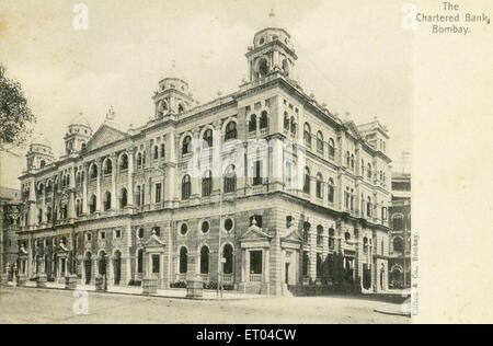 The Chartered Bank of India Building , Old Vintage 1900 photo , Flora Fountain , Humatma Chowk , Bombay , Mumbai , Maharashtra , Inde , Asie Banque D'Images