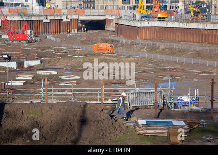 Bradford, célèbre "trou dans le sol', qui existait depuis plus de 5 ans avant l'élaboration de la Westfield Shopping Centre. Banque D'Images