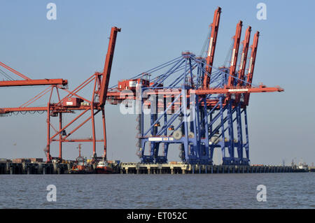 Grue pour le déchargement des navires dans le Port de Pipavav Gujarat Inde Banque D'Images