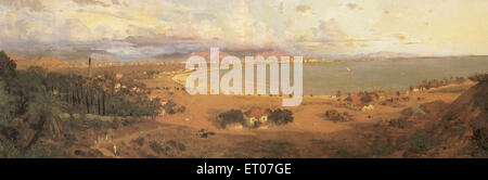 Chowpatty, Marine Drive, Bombay Harbour de Malabar Hill, peinture des années 1700, Bombay, Mumbai, Maharashtra, Inde, Asie Banque D'Images