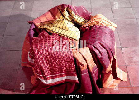 Saree de soie, Nattukotai Chettiar, Nagarathar, Chettinad, Chettinadu, Pudukottai, district de Sivaganga, Tamil Nadu, Inde, Asie Banque D'Images