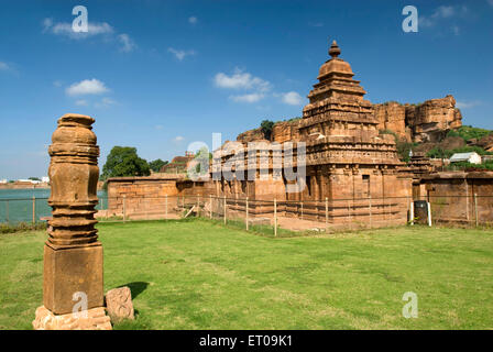 Bhutanatha temples près de la rive est de l'ancien réservoir tirtha Agastya dans Badami ; Karnataka Inde ; Banque D'Images