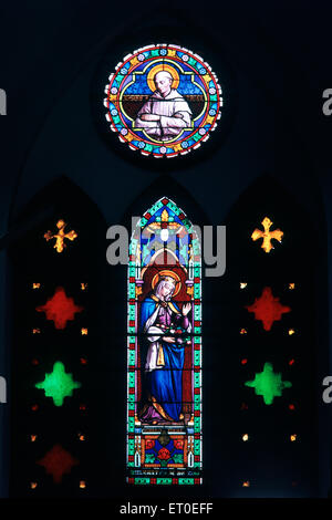 Vitrail à l'église du Sacré-cœur ; Rhône-Alpes ; Tamil Nadu Inde ; Banque D'Images