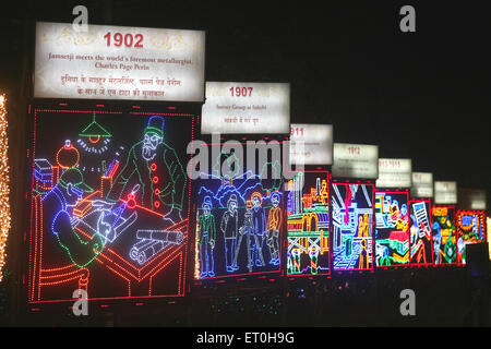 Célébration du centenaire illuminée, Jubilee Park, Tata Steel, Jamshedpur, Tata Nagar, Jharkhand, Inde, ville indienne Banque D'Images