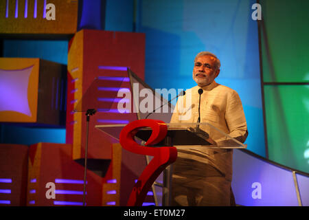 Narendra Modi ; premier ministre du Gujarat sur grand rassemblement d'hommes d'affaires Mumbai Banque D'Images