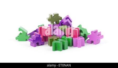 Jigsaw Puzzle pieces isolé sur fond blanc Banque D'Images