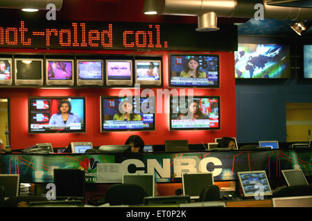 Salle de presse TV, chaîne de télévision CNBC, Bombay, Mumbai, Maharashtra, Inde Banque D'Images