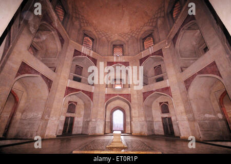 Mausolée, tombe d'Humayun, tombe d'Humayun, site classé au patrimoine mondial de l'UNESCO, Delhi, Inde Banque D'Images