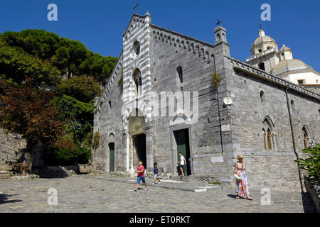 L'église de l'église San Lorenzo à Portovenere en Ligurie, au nord ouest de l'Italie Banque D'Images