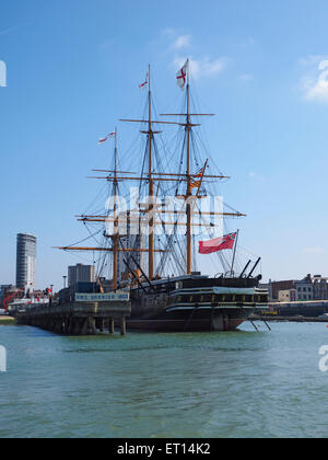 Le HMS Warrior est né dans le port de Portsmouth. Banque D'Images