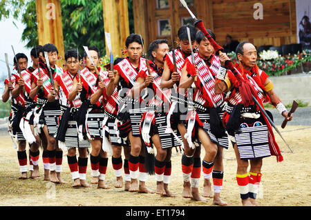 Tribu Naga calao à Kohima ; festival ; ; ; village Kisama Nagaland au nord-est de l'Inde ; Banque D'Images