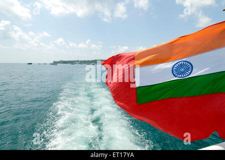 Drapeau indien, île Neil, îles Andaman, Port Blair, îles Andaman et Nicobar, territoire de l'Union de l'Inde, UT, Inde, Asie Banque D'Images