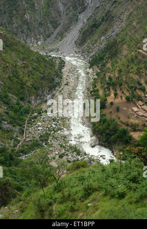 Chenab river Hill sur la route de Srinagar Jammu Jammu-et-Cachemire Inde Asie Banque D'Images