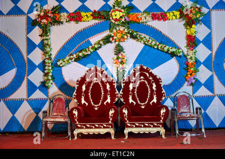 Décoration de stade de mariage indien Sirohi Rajasthan Inde Asie Banque D'Images