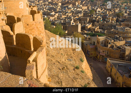 Vue de ville d'or de Jaisalmer fort ; ; ; Inde Rajasthan Banque D'Images