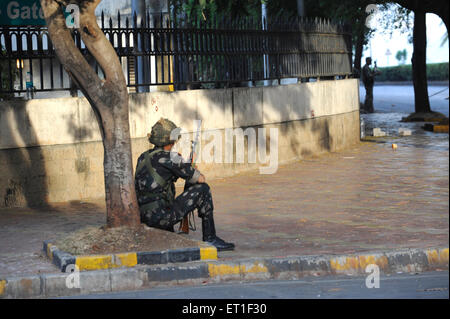 Garde de sécurité national NSG Oberoi Trident commando attaque terroriste hôtel Deccan Mujahideen 26 novembre 2008 Mumbai Banque D'Images