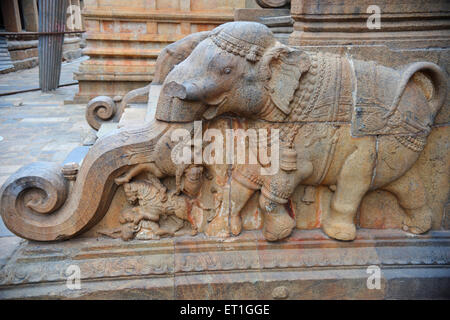 Statues du Temple Brihadeeswara ; sculptures du Temple Brihadishvara ; Tanjore ; Thanjavur ; Tamil Nadu ; Inde ;Asie Banque D'Images