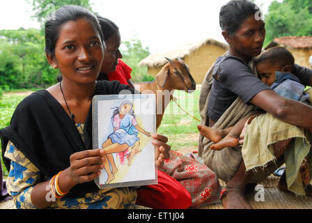 Éducation à l'accouchement en milieu rural, tribu Ho, peuple tribal, Chakradharpur, Singhbhum occidental, Jharkhet, Inde, Asie Banque D'Images