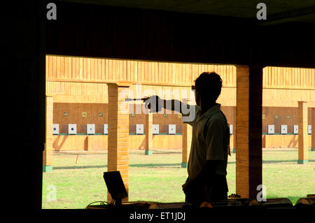 Shooter Ankush Bhardwaj, tir au pistolet, 3rd Commonwealth Youth Games 2008, Pune, Inde, 13 octobre 2008 Banque D'Images