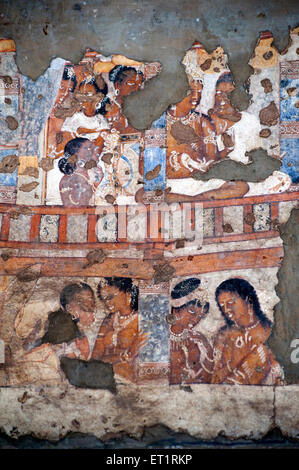 Les peintures murales sur le mur d'Ajanta caves ; Aurangabad Maharashtra ; Inde ; Banque D'Images