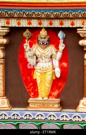 Dashavtar vishnus incarnation narasimha sur le mur de yamai mandir à aundh ; ; ; Inde Maharashtra Satara Banque D'Images