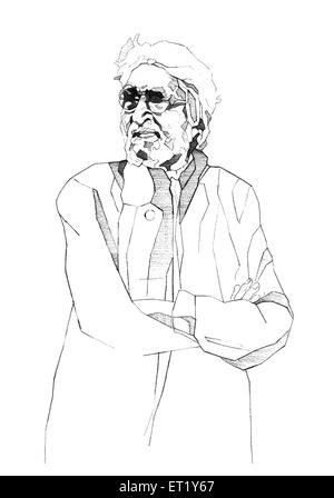 M F Husain artiste peintre croquis Banque D'Images