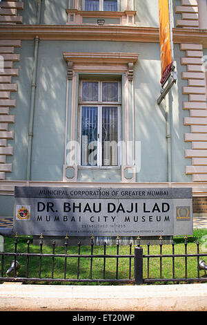 Dr Bhau Daji LAD, Musée de la ville de Mumbai, Veermata Jijabai Bhonsale Udyan, Victoria Gardens, Rani Bagh, Zoo Byculla, Bombay, Mumbai, Maharashtra, Inde Banque D'Images