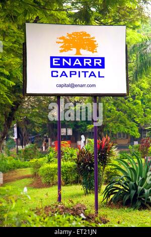 Panneau d'affichage en capital Enarr Mumbai Maharashtra Inde Asie Jardin Feb 2011 Banque D'Images