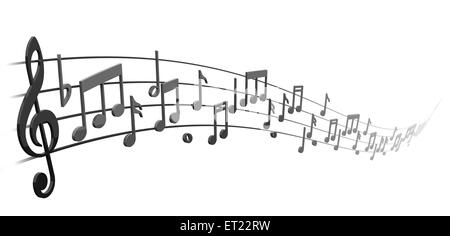 Notes sur la 3d personnel musical tourbillonnant Banque D'Images