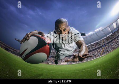 Joueur de rugby homme chauve Banque D'Images