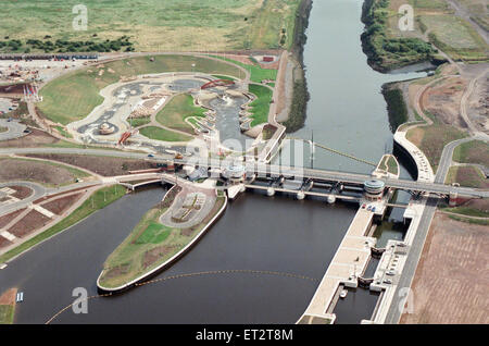 Vue aérienne de Teesside. Barrage Tees & White Water en slalom. 28 juillet 1995. Banque D'Images