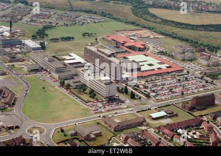 Vue aérienne de Teesside. Hôpital Nord Tees. 28 juillet 1995. Banque D'Images